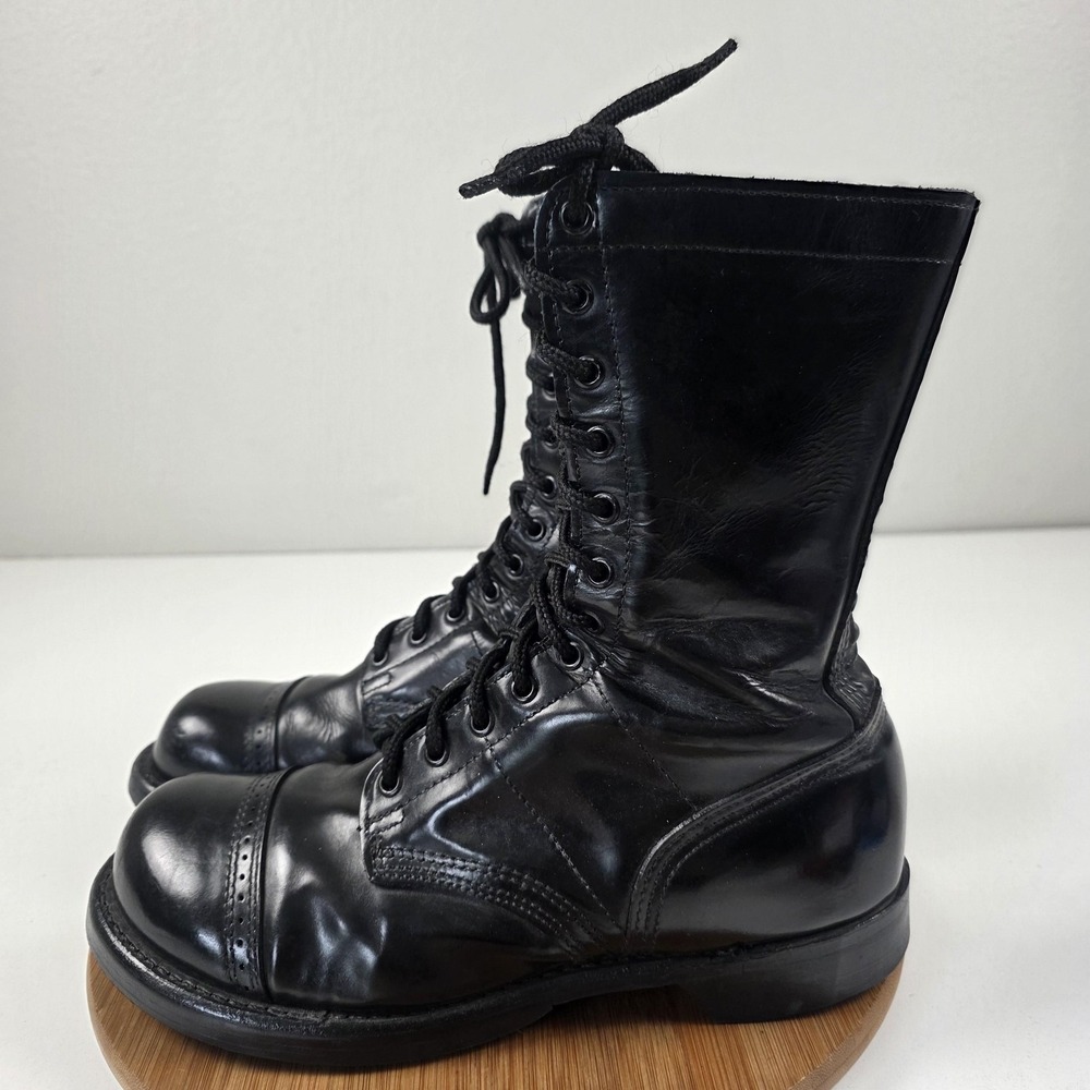 Vintage Corcoran Boots Mens Size 10 Black Leather Combat Cap Toe 1500 USA Work